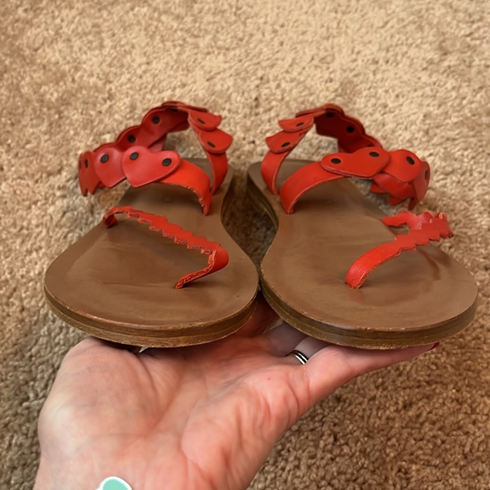 Red Heart Leather Sandals - Made in Italy Sandals US 10 - EU 40 - Picture 4 of 7